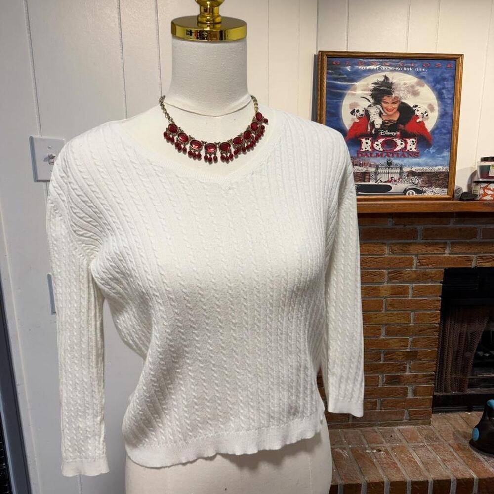Ralph Lauren white cable knit sweater size small
